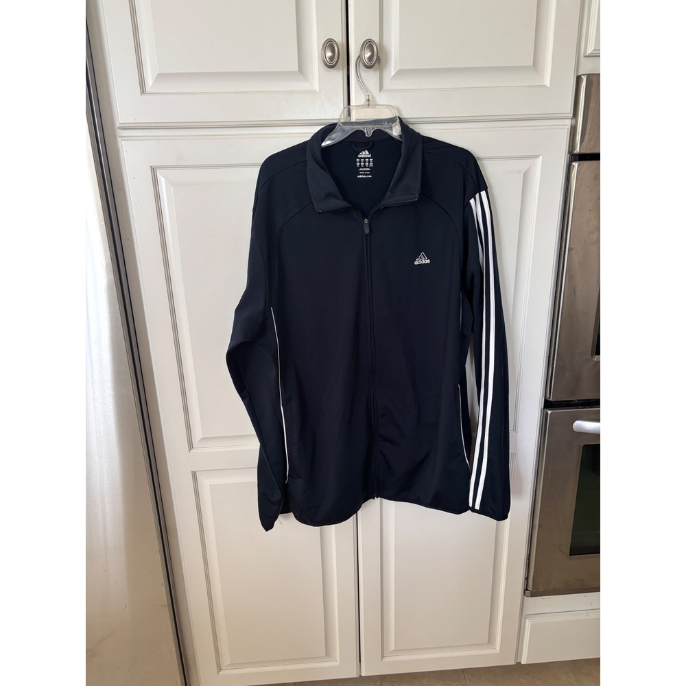 Adidas Active 360 Mens Track Jacket Navy Blue White 3 Stripe Full Zip 2XL